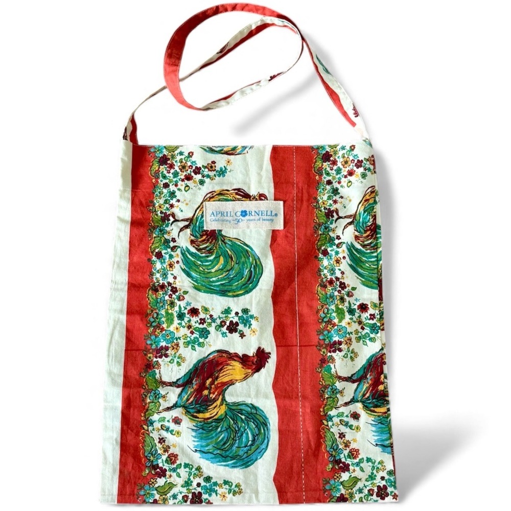 April Cornell Celebrating 50 Years Rooster Floral Tote Market Bag 14" x 18 1/2"